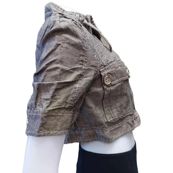 Blacky Dress Berlin Linen Blend Crop Short Sleeve Top Size 8 - Picture 4 of 12